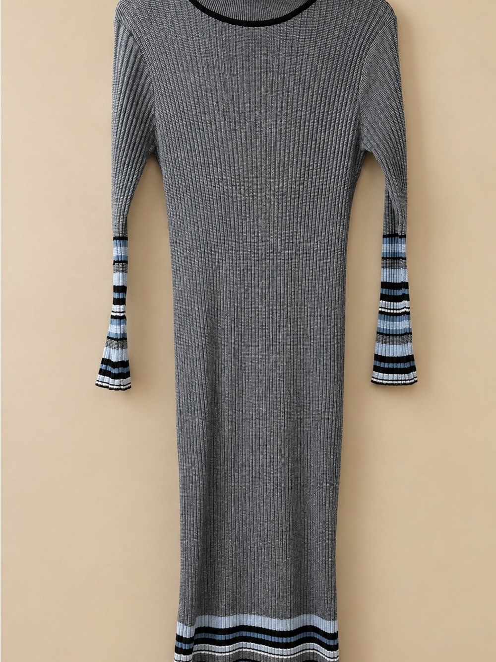 Elegant Ribbed Turtleneck Sweater Dress